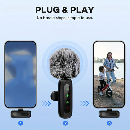 Lavalier Microphone Wireless USB-C With Wind Cap