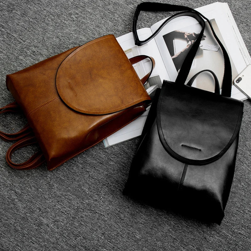 Leather Backpack Laptop-Friendly Roomy Compartments