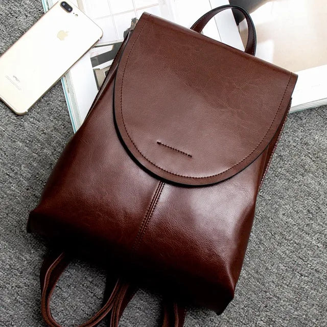 Leather Backpack Laptop-Friendly Roomy Compartments