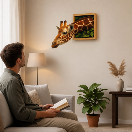 Lifelike Wall-Mounted Giraffe Head Wall Sculpture (3D)