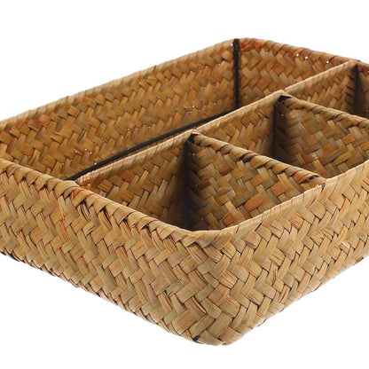 Living Room Organizer Handwoven Natural Rattan Multi Compartment