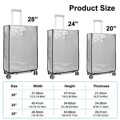 Luggage Cover Clear Waterproof PVC Fits 18–30 Inch Suitcases
