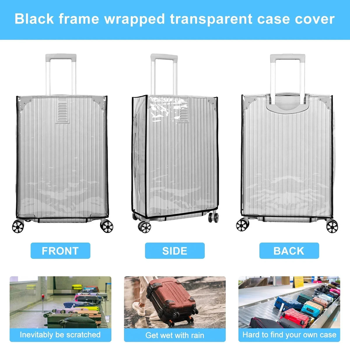 Luggage Cover Clear Waterproof PVC Fits 18–30 Inch Suitcases