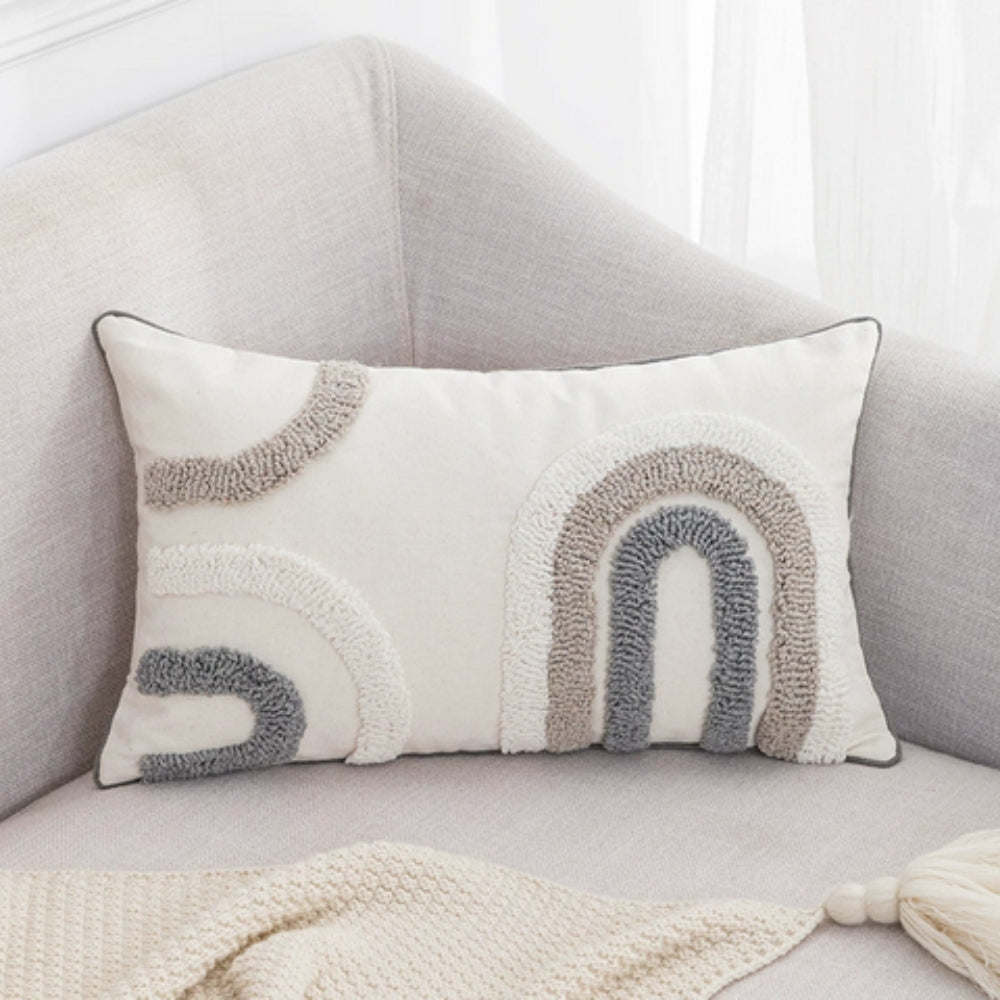 Lumbar Cushion Cover U-Shape Tufted Cotton-Microfiber