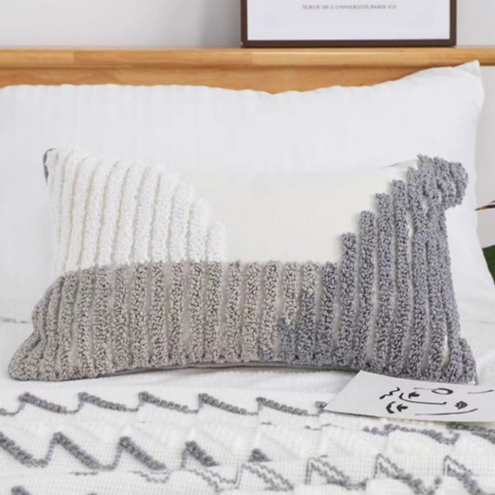 Lumbar Cushion Cover U-Shape Tufted Cotton-Microfiber