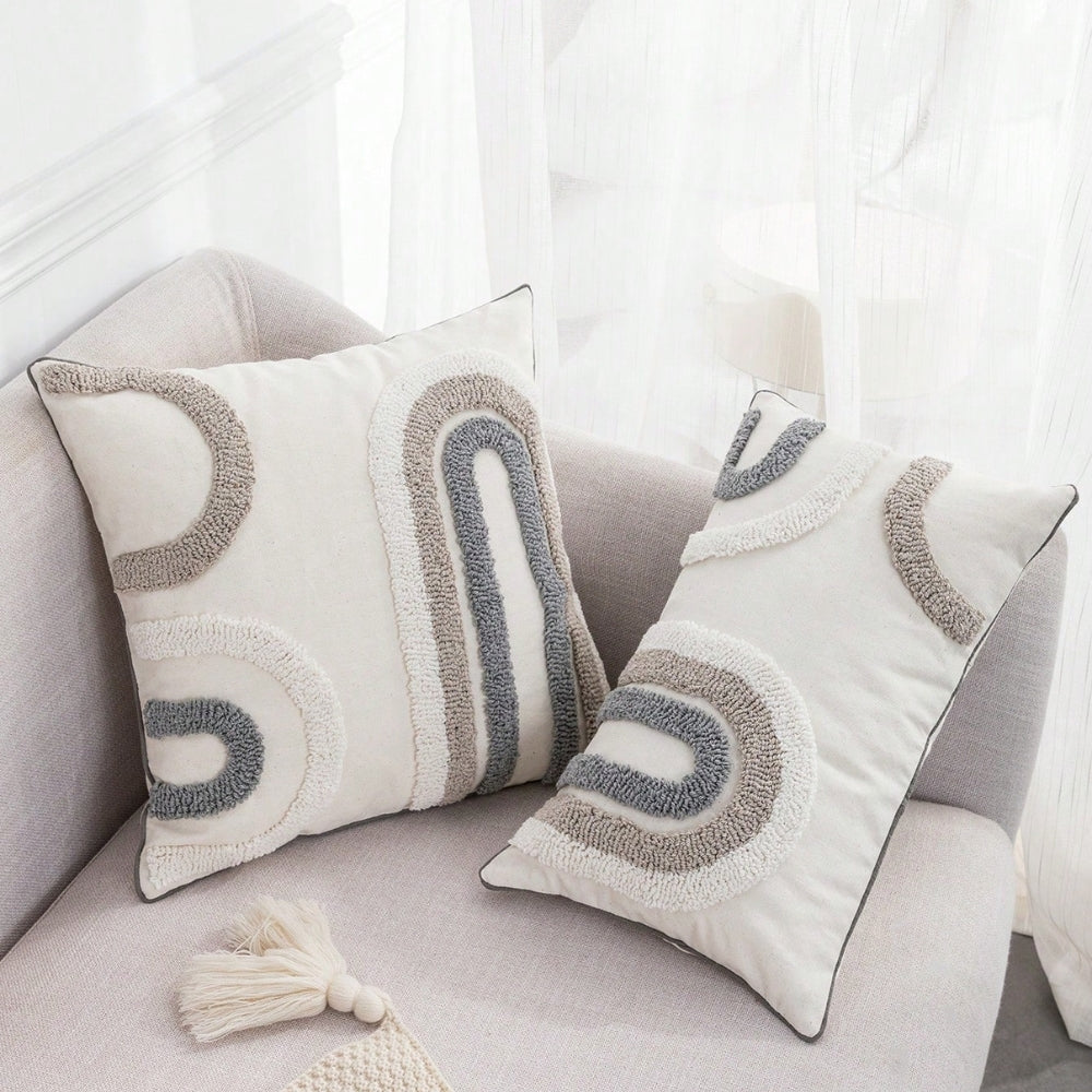 Lumbar Cushion Cover U-Shape Tufted Cotton-Microfiber