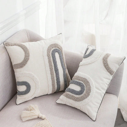 Lumbar Cushion Cover U-Shape Tufted Cotton-Microfiber