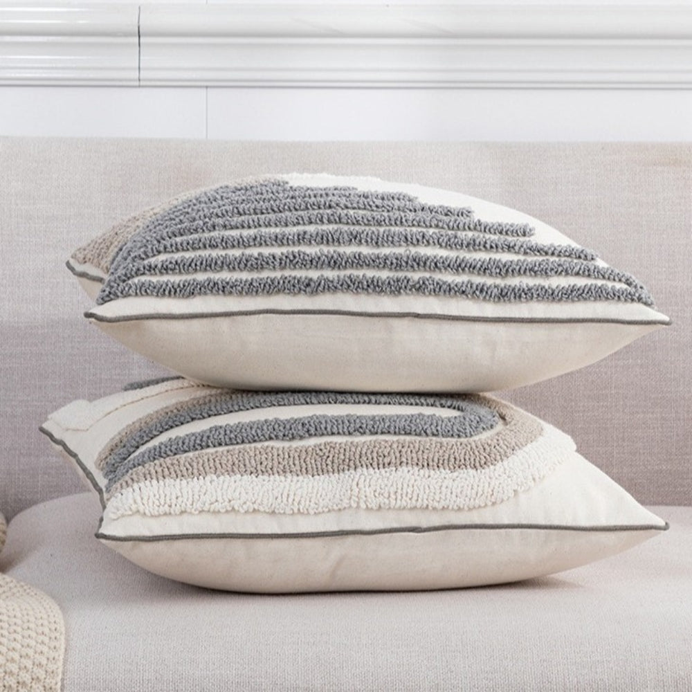 Lumbar Cushion Cover U-Shape Tufted Cotton-Microfiber