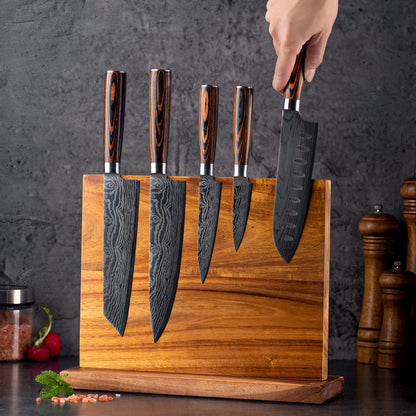 Magnetic Knife Holder Double-Sided Solid Wood Holds 12 Knives