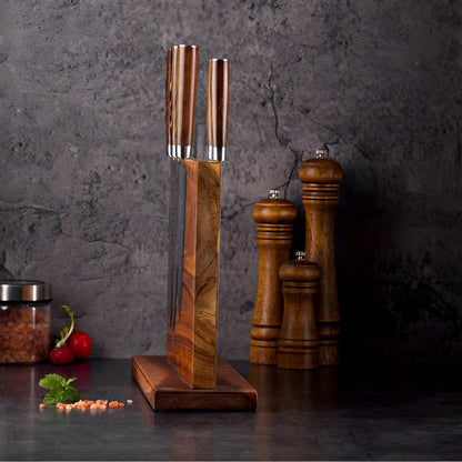 Magnetic Knife Holder Double-Sided Solid Wood Holds 12 Knives