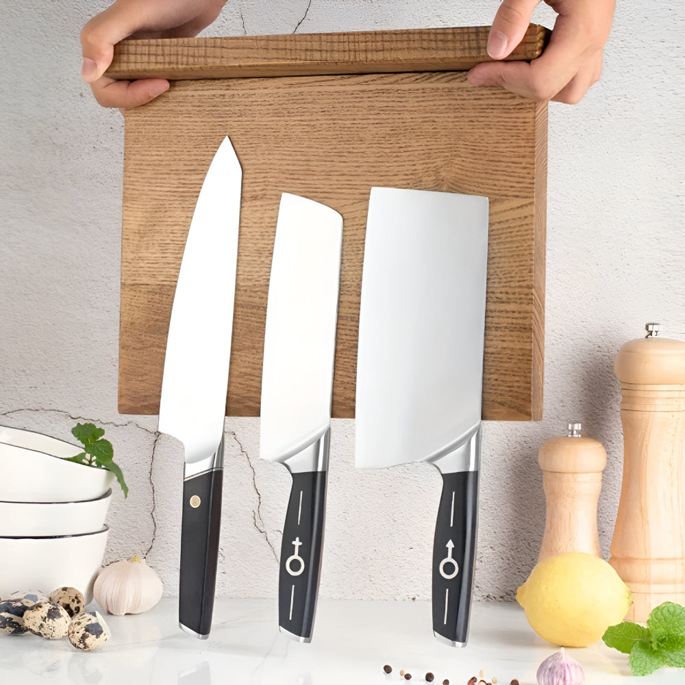 Magnetic Knife Holder Double-Sided Solid Wood Holds 12 Knives