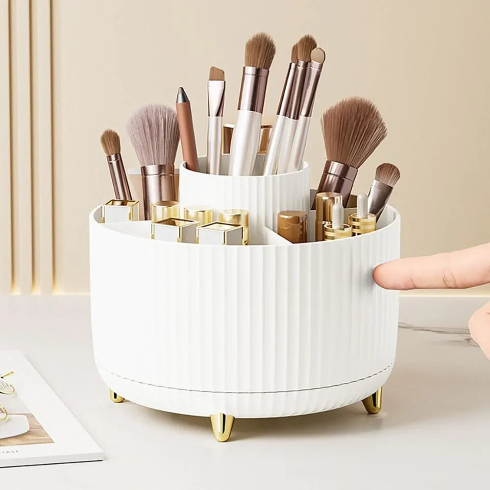 Makeup Organizer 360° Rotating 5 Compartments Space-Saving Design
