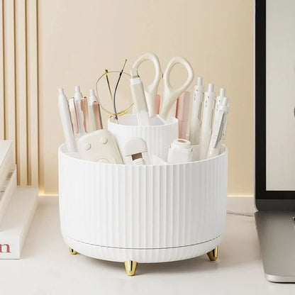 Makeup Organizer 360° Rotating 5 Compartments Space-Saving Design