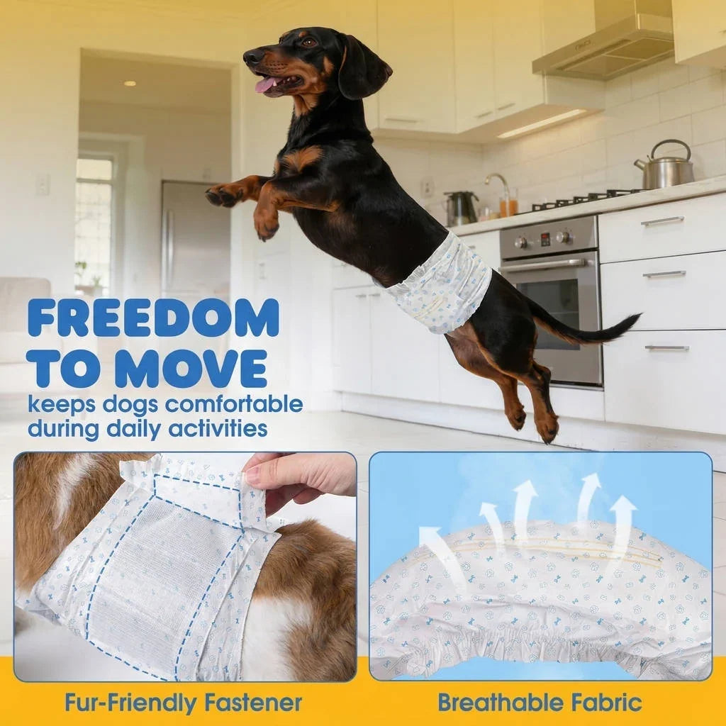 Male Dog Belly Bands Multi-Layer Leak Protection Wetness Indicator