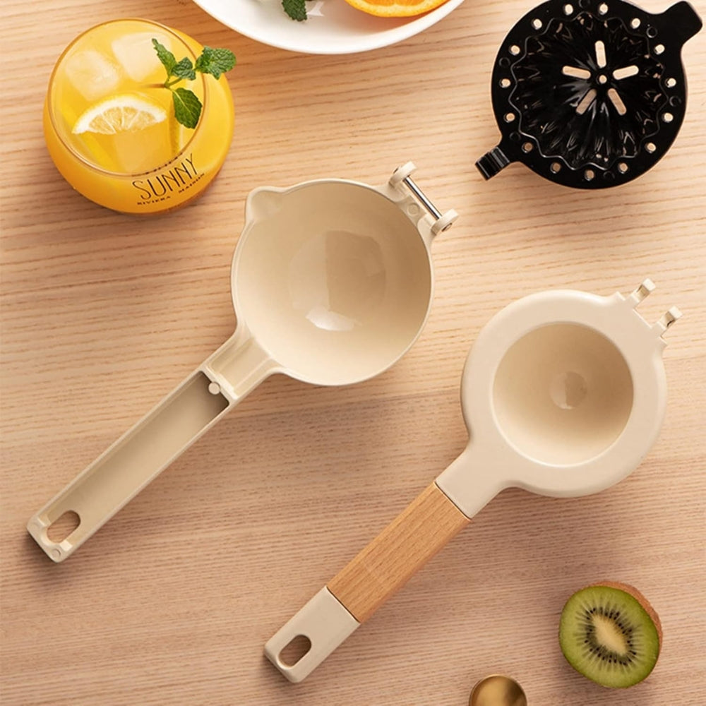Manual Citrus Squeezer Double-Layer Stainless Steel Wood Handle
