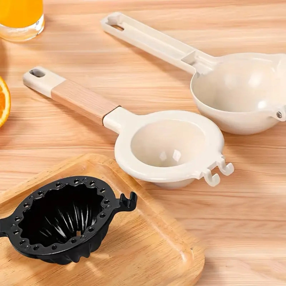 Manual Citrus Squeezer Double-Layer Stainless Steel Wood Handle