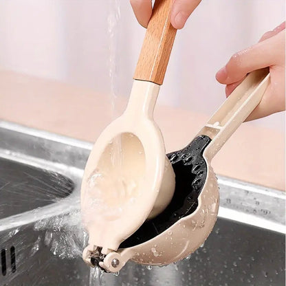Manual Citrus Squeezer Double-Layer Stainless Steel Wood Handle