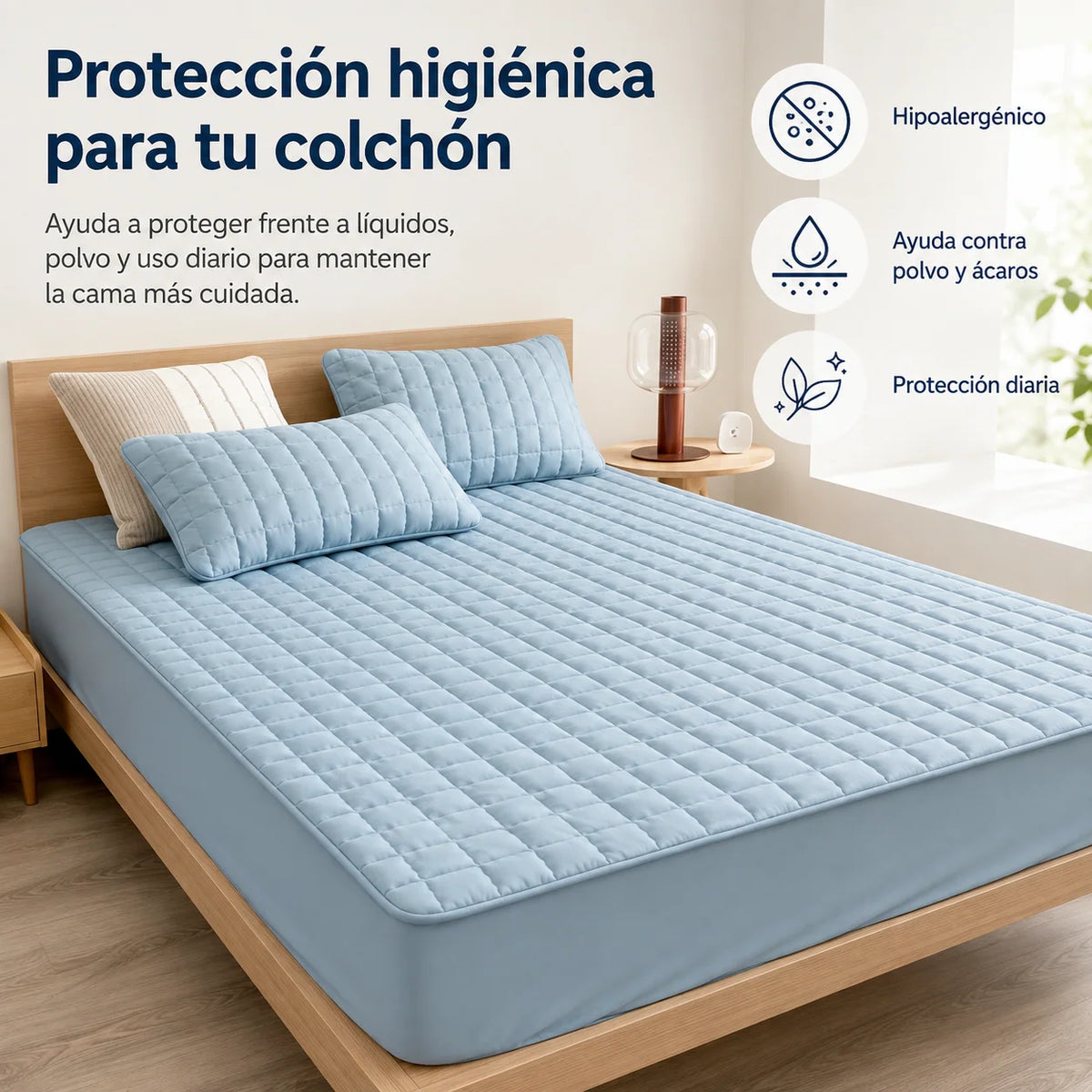 Mattress Protector Water-Resistant Quilted Breathable Machine-Washable Cover