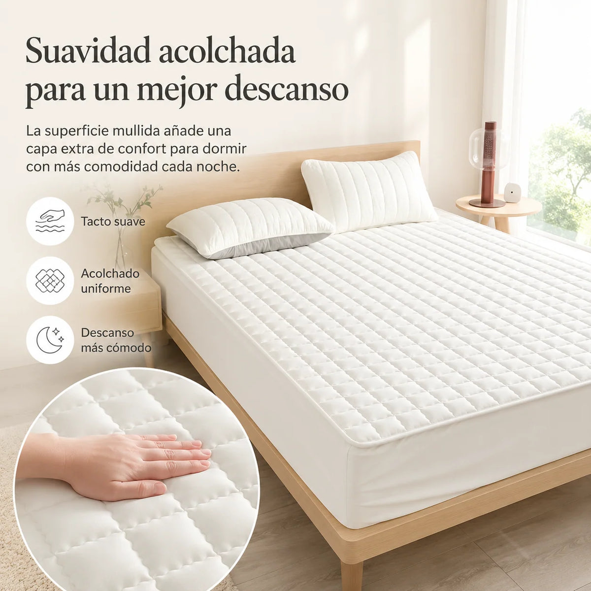 Mattress Protector Water-Resistant Quilted Breathable Machine-Washable Cover
