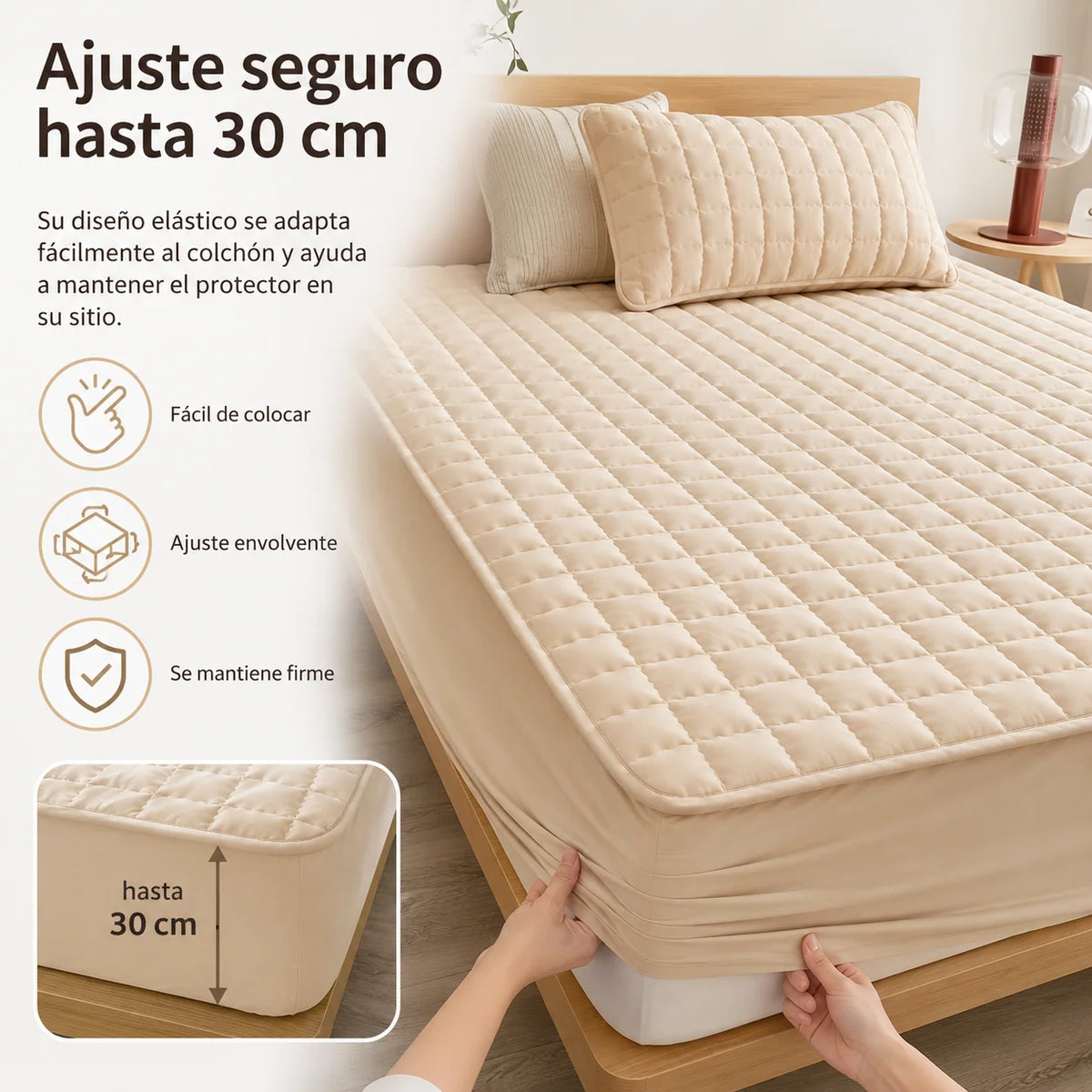 Mattress Protector Water-Resistant Quilted Breathable Machine-Washable Cover
