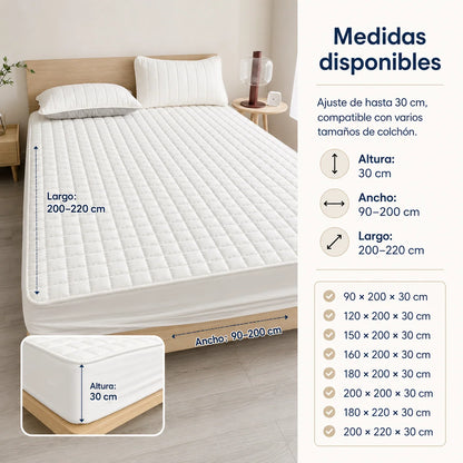 Mattress Protector Water-Resistant Quilted Breathable Machine-Washable Cover