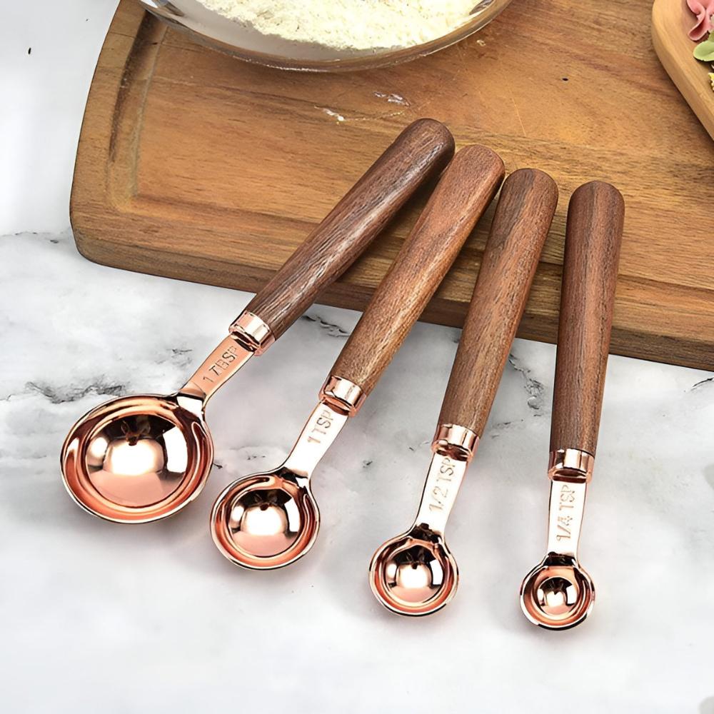 Measuring Cups & Spoons Copper-Plated Steel Engraved Marks