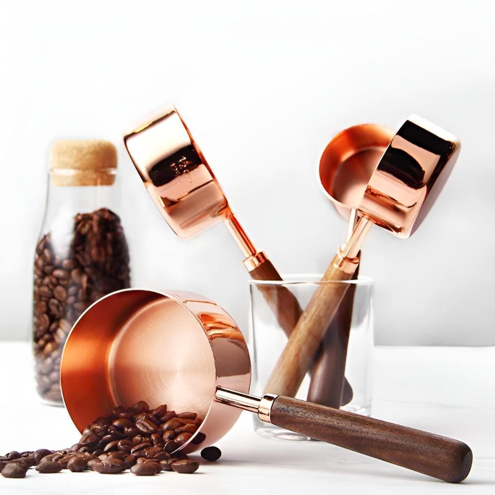 Measuring Cups & Spoons Copper-Plated Steel Engraved Marks