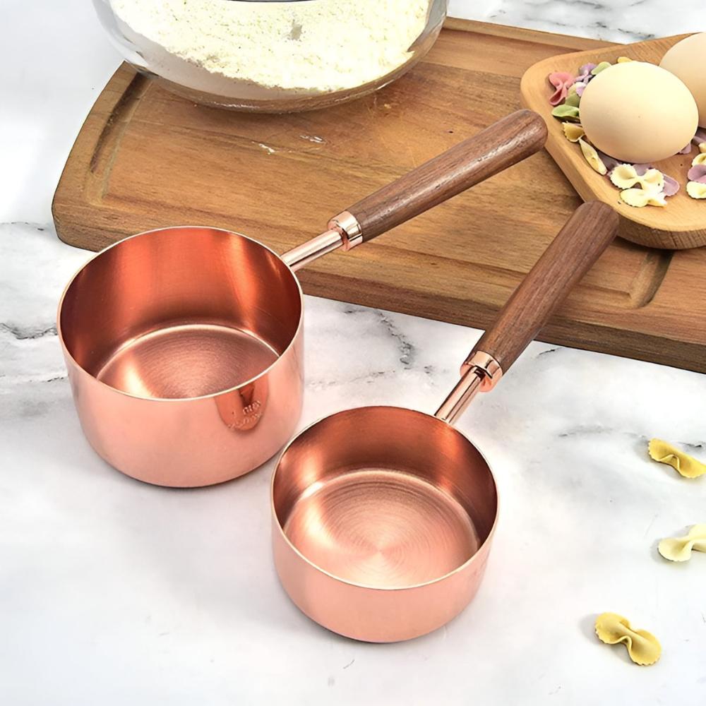 Measuring Cups & Spoons Copper-Plated Steel Engraved Marks