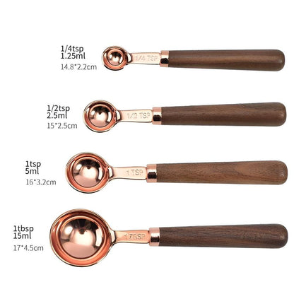 Measuring Cups & Spoons Copper-Plated Steel Engraved Marks