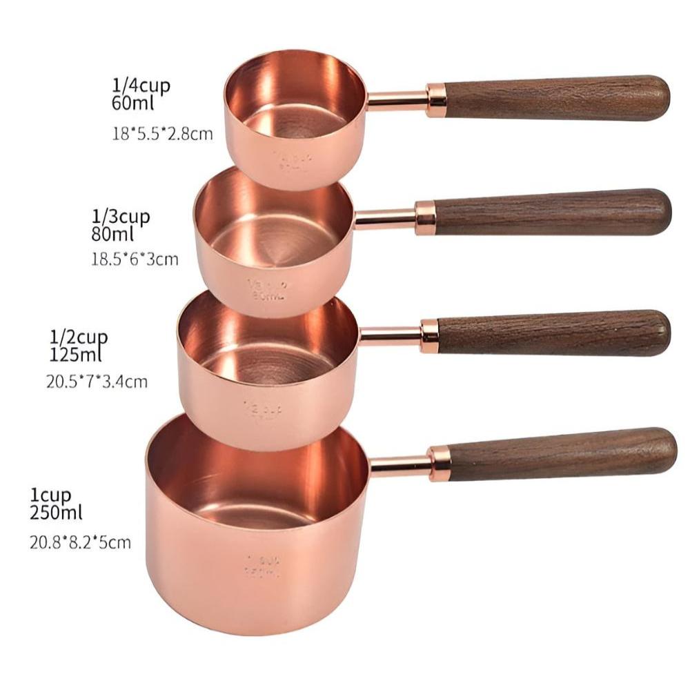 Measuring Cups & Spoons Copper-Plated Steel Engraved Marks