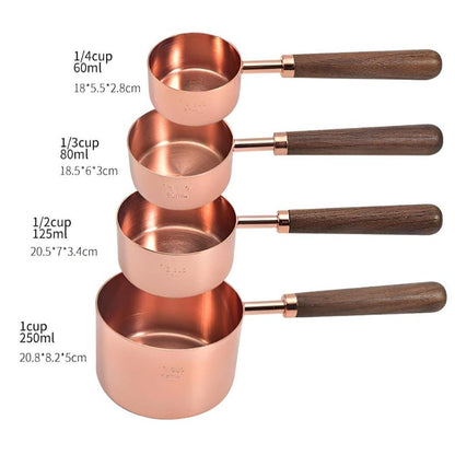 Measuring Cups & Spoons Copper-Plated Steel Engraved Marks