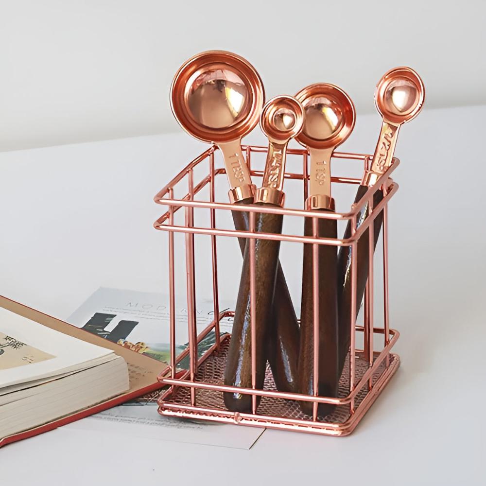 Measuring Cups & Spoons Copper-Plated Steel Engraved Marks