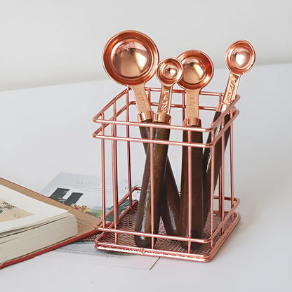 Measuring Cups & Spoons Copper-Plated Steel Engraved Marks