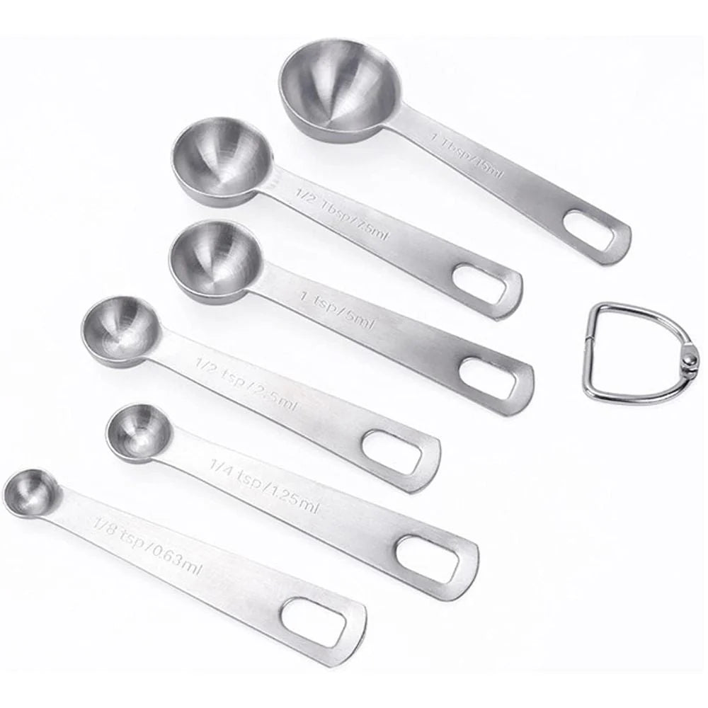 Measuring Spoons Stainless Steel Engraved Set of 6