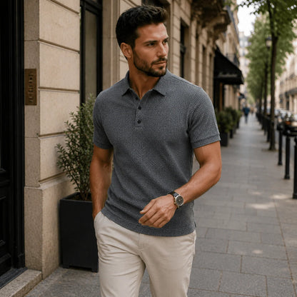 Men’s Polo Shirt Lightweight Polyester Blend Short Sleeve Classic Collar