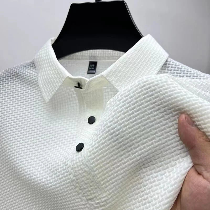 Men’s Polo Shirt Lightweight Polyester Blend Short Sleeve Classic Collar
