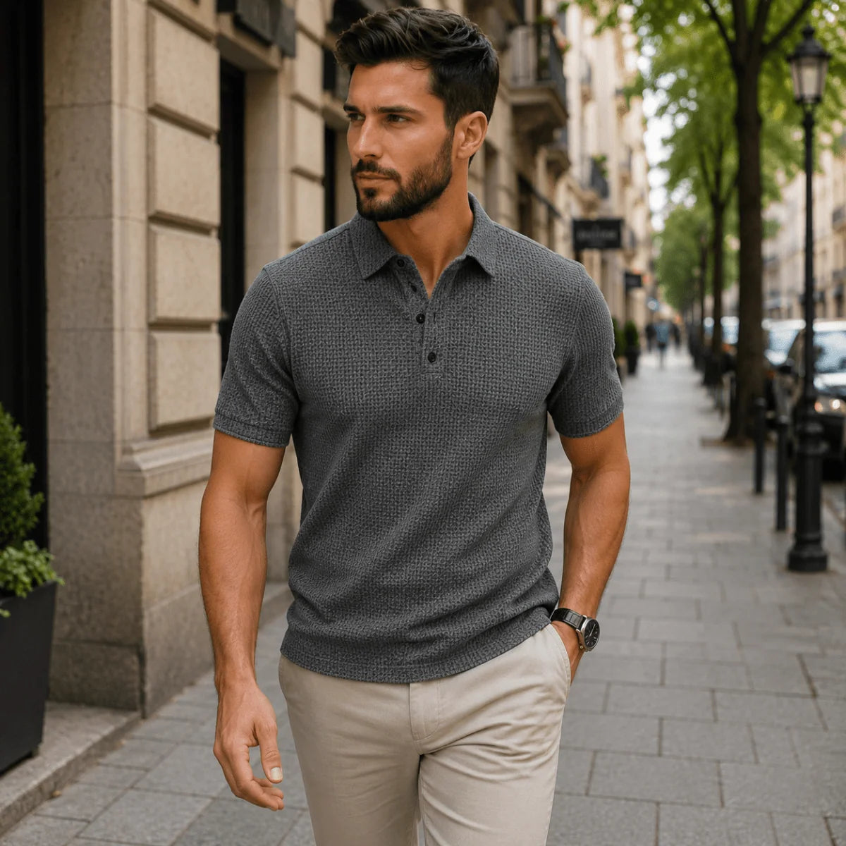 Men’s Polo Shirt Lightweight Polyester Blend Short Sleeve Classic Collar