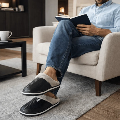 Men’s Slippers Plush Lining Cushioned EVA Sole Slip-On Design