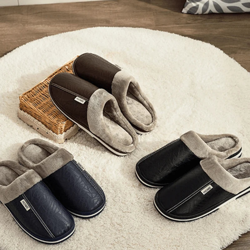 Men’s Slippers Plush Lining Cushioned EVA Sole Slip-On Design
