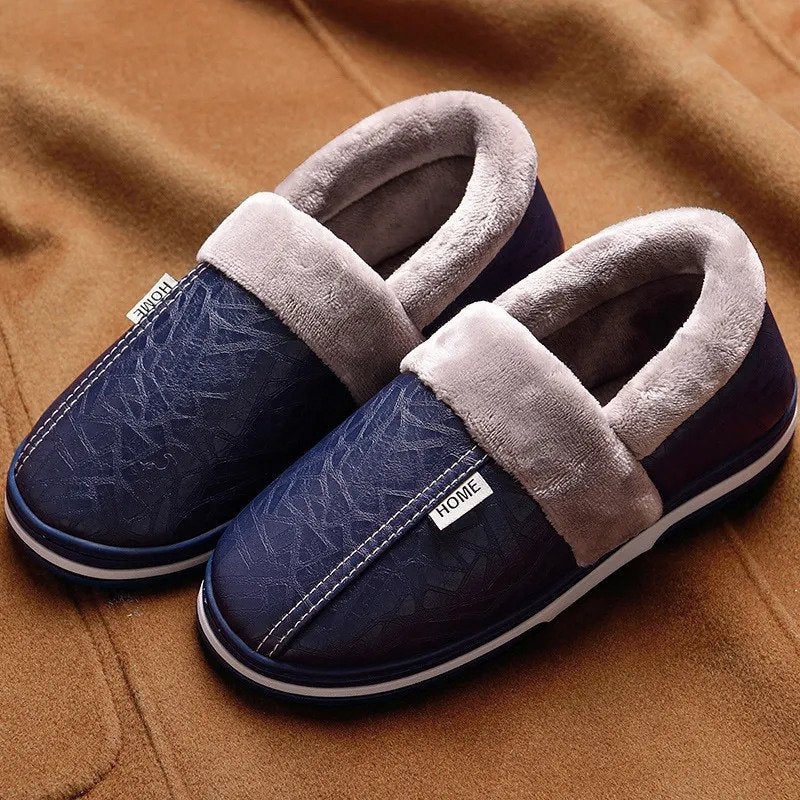 Men’s Slippers Plush Lining Cushioned EVA Sole Slip-On Design