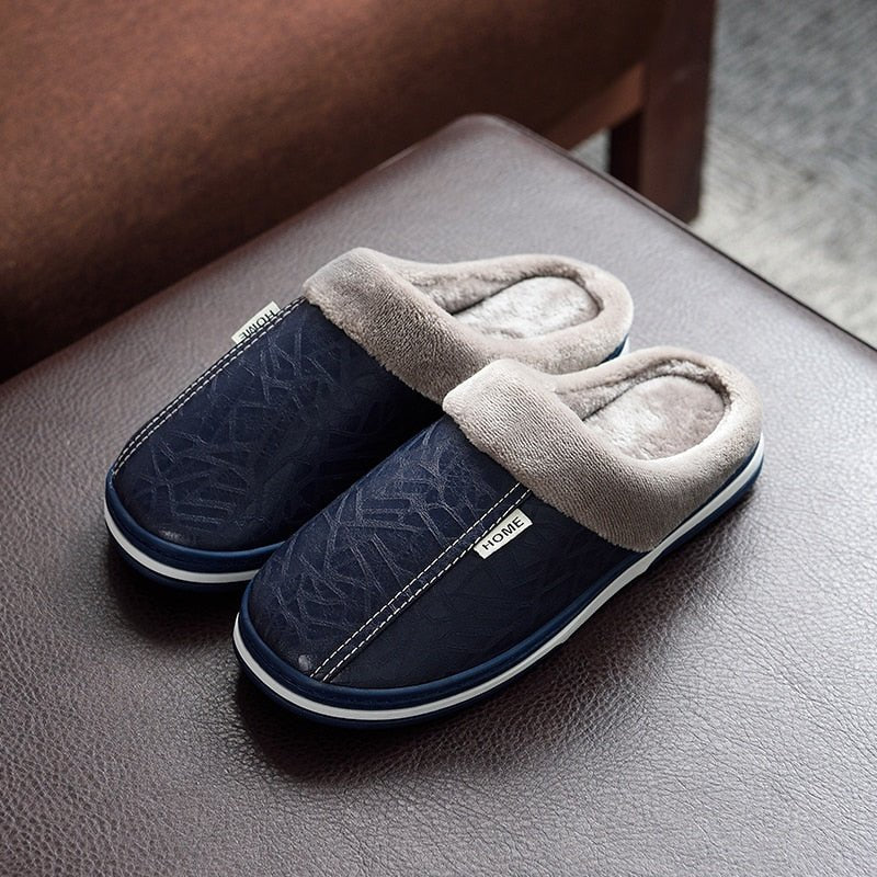 Men’s Slippers Plush Lining Cushioned EVA Sole Slip-On Design