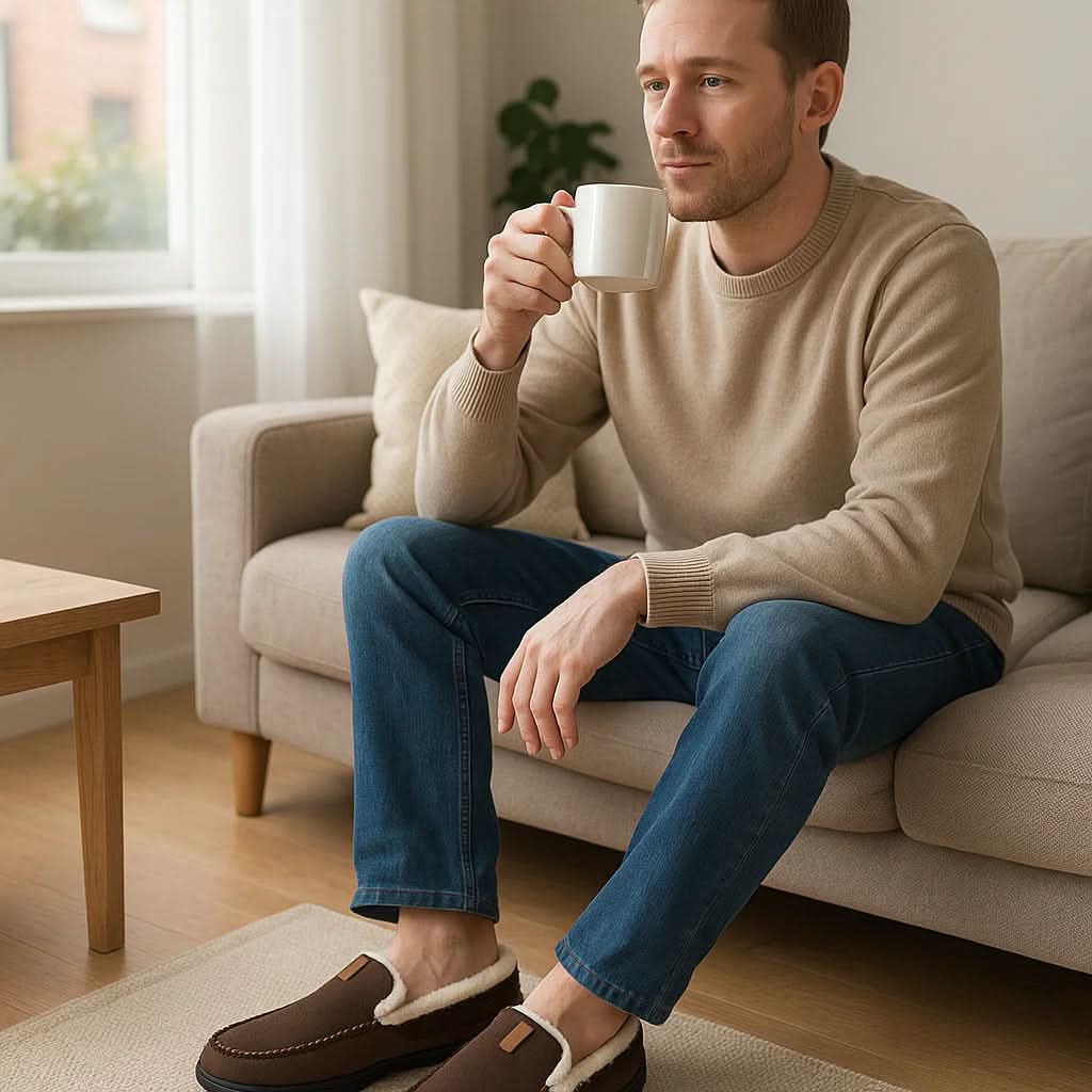 Men’s Slippers Synthetic Wool Warm Lightweight Slip-On