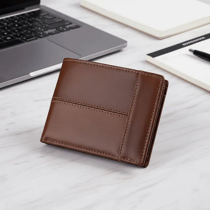 Men’s Wallet Genuine Leather Slim RFID-Blocking 10 Card Slots