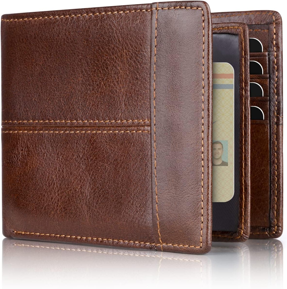 Men's Wallet Genuine Leather Slim RFID-Blocking