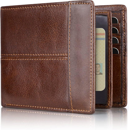 Men's Wallet Genuine Leather Slim RFID-Blocking