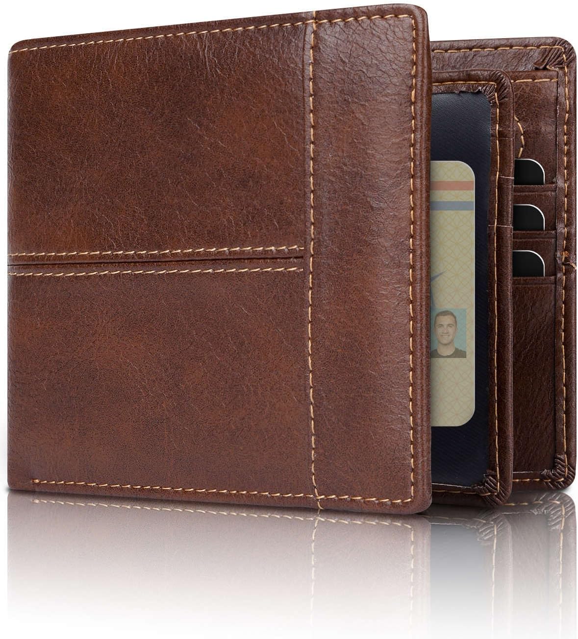 Men's Wallet Genuine Leather Slim RFID-Blocking