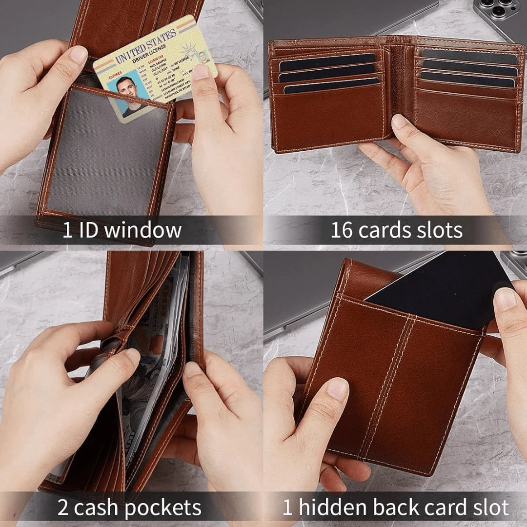 Men's Wallet Genuine Leather Slim RFID-Blocking