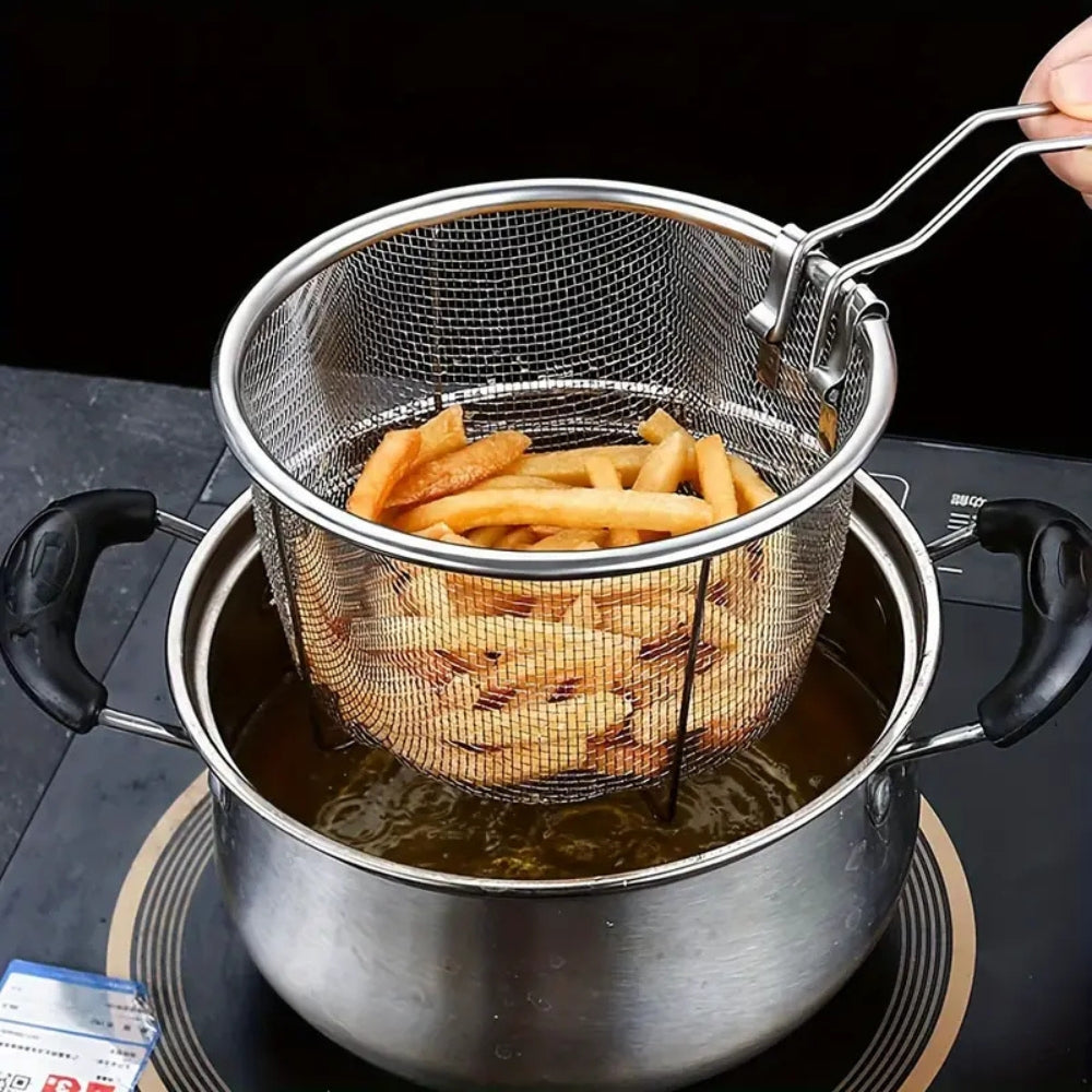 Mesh Colander Stainless Steel Heat-Resistant Handle & Dishwasher Safe