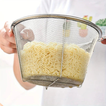 Mesh Colander Stainless Steel Heat-Resistant Handle & Dishwasher Safe