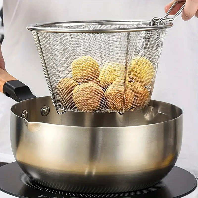 Mesh Colander Stainless Steel Heat-Resistant Handle & Dishwasher Safe